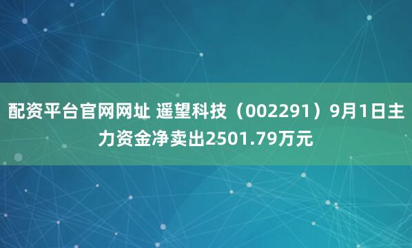 配资平台官网网址 遥望科技（002291）9月1日主力资金净卖出2501.79万元